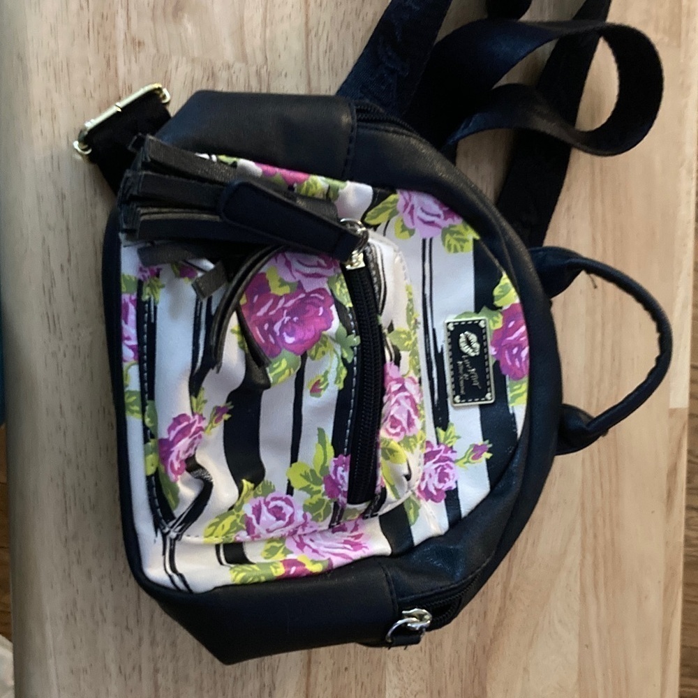 Luv Betsey by Betsey Johnson Floral Striped Mini Backpack. EUC. Super cute